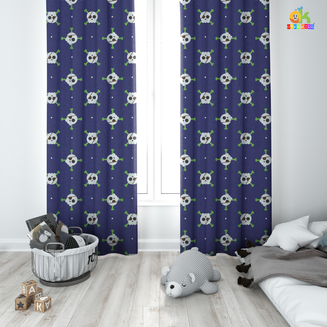 Orka Kids Door Curtain Pack of 2, (D14)